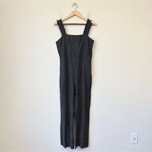 NWT Loft Square Neck Ruffle Strap Polka Dot Wide Leg Jumpsuit Size 4